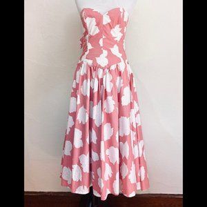 Vintage 1980s Pink Strapless Prom Party Dress